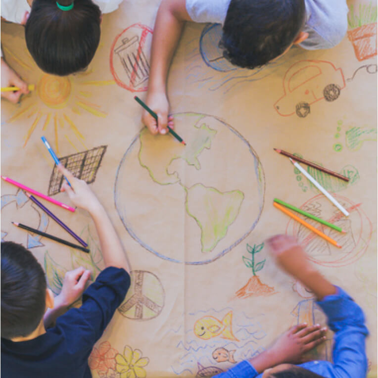 Children drawing environmental images